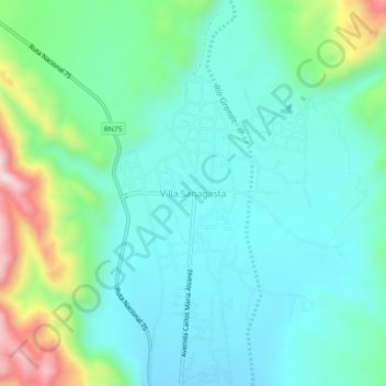 Topografisk kort Villa Sanagasta, højde, terræn