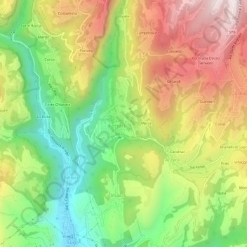 Topografisk kort Lughezzano, højde, terræn