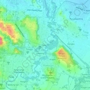 Topografisk kort Klipang, højde, terræn