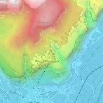 Topografisk kort Monte Cavallo, højde, terræn