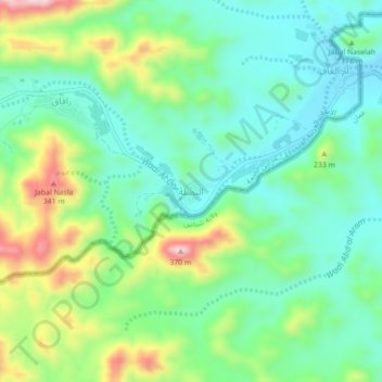Topografisk kort Al Naslah, højde, terræn