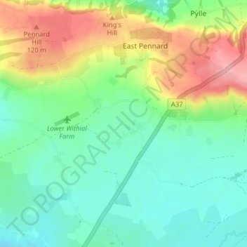 Topografisk kort Huxham Green, højde, terræn