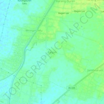 Topografisk kort Bagon, højde, terræn
