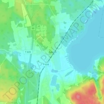 Topografisk kort Åsbro, højde, terræn