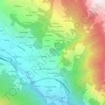 Topografisk kort Prarion, højde, terræn