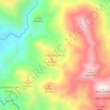 Topografisk kort Salumokanan, højde, terræn