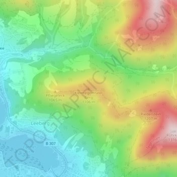 Topografisk kort Kleintegernseer Berg, højde, terræn