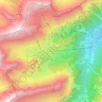 Topografisk kort Gitschenen, højde, terræn