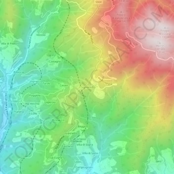 Topografisk kort Signorino, højde, terræn