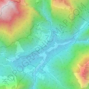 Topografisk kort Erto, højde, terræn