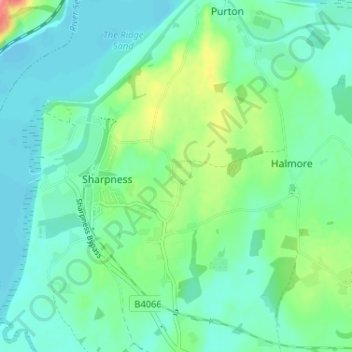 Topografisk kort Brookend, højde, terræn