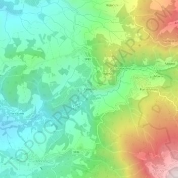 Topografisk kort Pagiano, højde, terræn