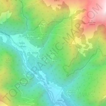 Topografisk kort Gran Faetto, højde, terræn