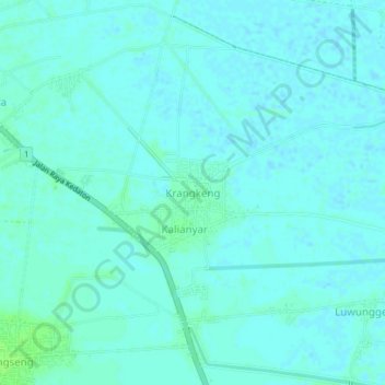 Topografisk kort Krangkeng, højde, terræn