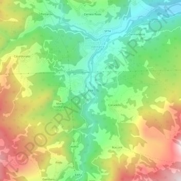 Topografisk kort Folli, højde, terræn