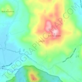 Topografisk kort Sepee, højde, terræn