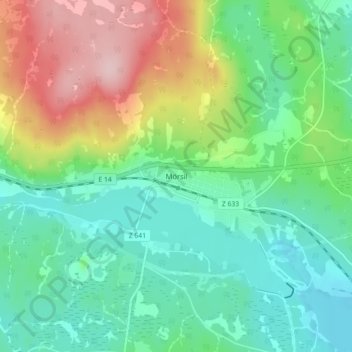 Topografisk kort Mörsil, højde, terræn