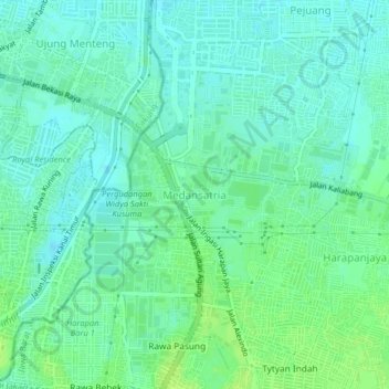 Topografisk kort Medansatria, højde, terræn