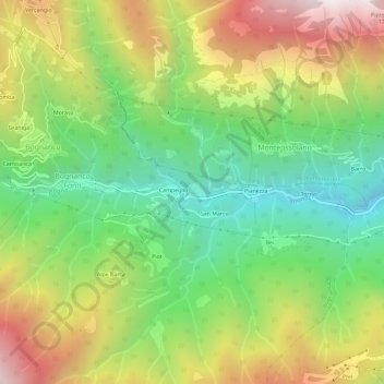Topografisk kort Messasca, højde, terræn