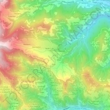 Topografisk kort Staro, højde, terræn