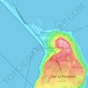 Topografisk kort Chiswell, højde, terræn