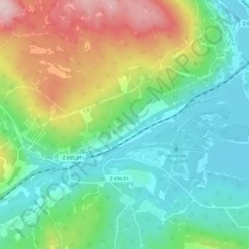 Topografisk kort Hårsta, højde, terræn