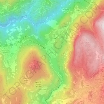 Topografisk kort Lases, højde, terræn
