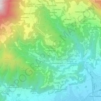 Topografisk kort Contrà Nogare, højde, terræn