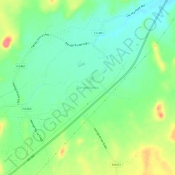 Topografisk kort Dennehotso, højde, terræn