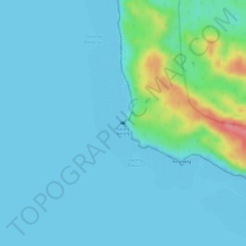 Topografisk kort Karang Bolong, højde, terræn
