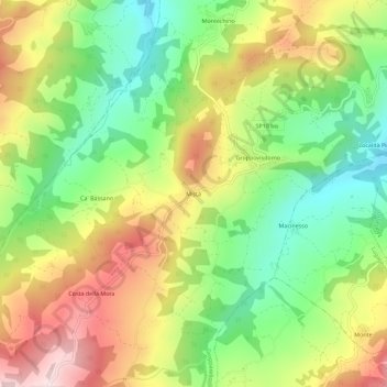 Topografisk kort Mistà, højde, terræn