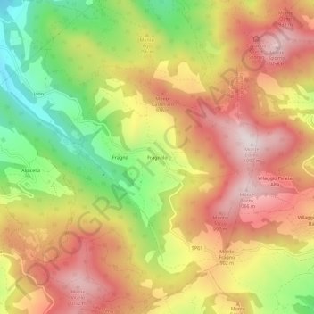 Topografisk kort Fragnolo, højde, terræn