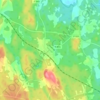 Topografisk kort Äng, højde, terræn