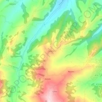 Topografisk kort Gusano, højde, terræn