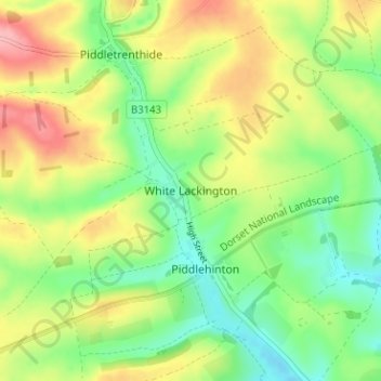Topografisk kort White Lackington, højde, terræn