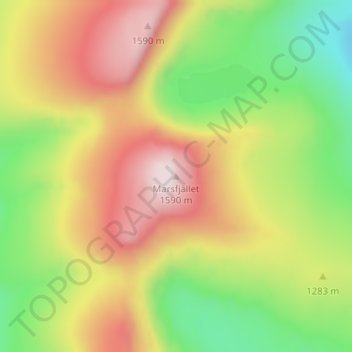 Topografisk kort Marsfjället, højde, terræn