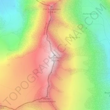 Topografisk kort Sustenhorn, højde, terræn
