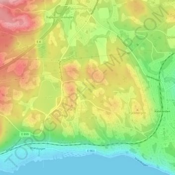 Topografisk kort Porsgatan, højde, terræn