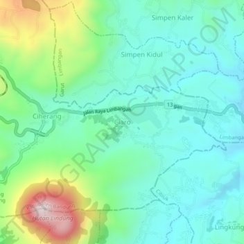 Topografisk kort Ciaro, højde, terræn