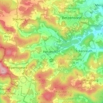Topografisk kort Hetzendorf, højde, terræn