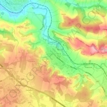 Topografisk kort Staggia Senese, højde, terræn
