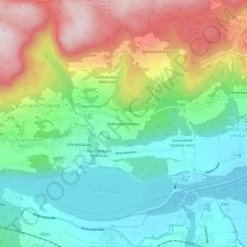 Topografisk kort Fellersdorf, højde, terræn