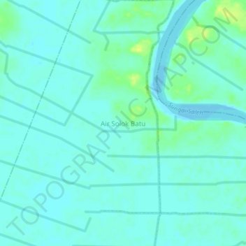 Topografisk kort Air Solok Batu, højde, terræn
