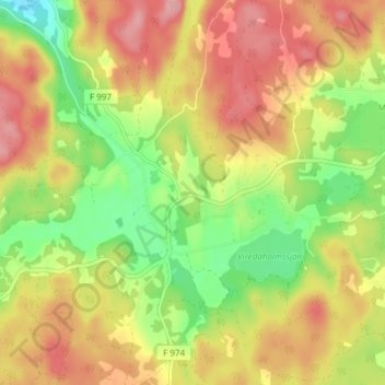 Topografisk kort Vireda, højde, terræn