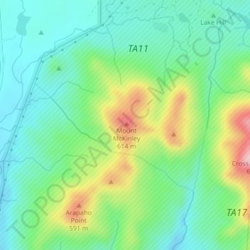 Topografisk kort Mount McKinley, højde, terræn