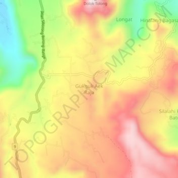 Topografisk kort Gukguk Aek Raja, højde, terræn