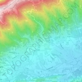 Topografisk kort Pieve, højde, terræn