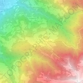 Topografisk kort Montecampione, højde, terræn