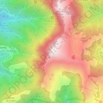 Topografisk kort Monte Matanna, højde, terræn