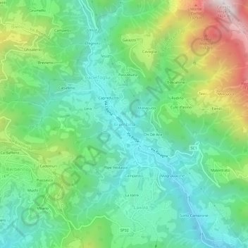 Topografisk kort Brembilla, højde, terræn